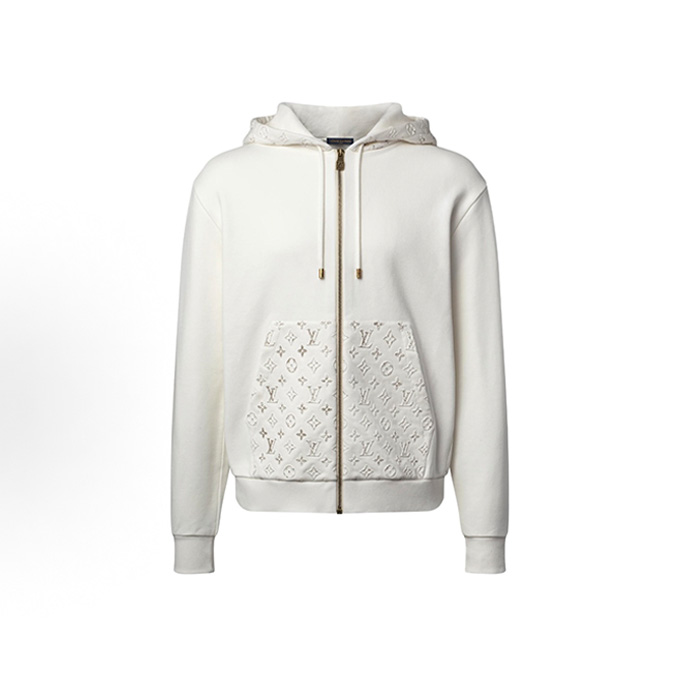 lv louis vuitton monogram reflective full zip hooded sweatshirt